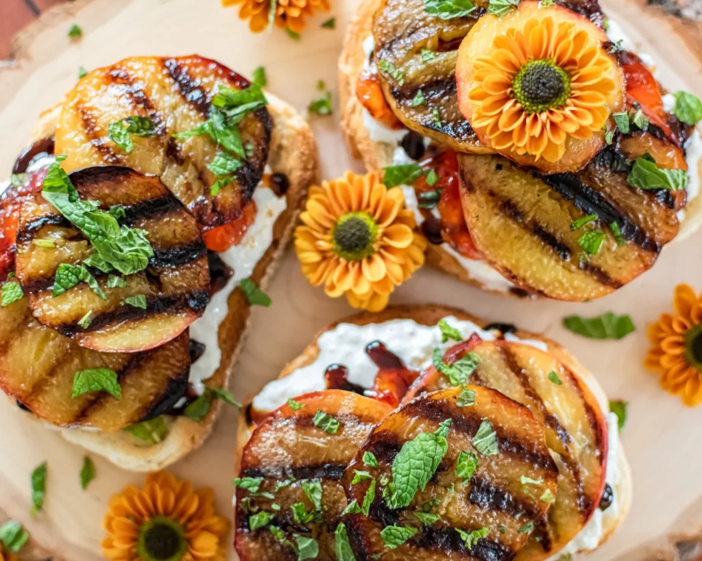 Grilled Peach Tartines with Gorgonzola and Thyme
