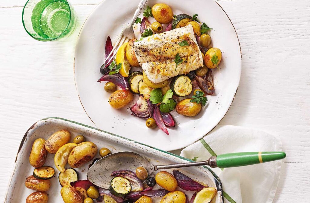 Delicious Courgettes Recipe with Cod, Olives, and Lemon