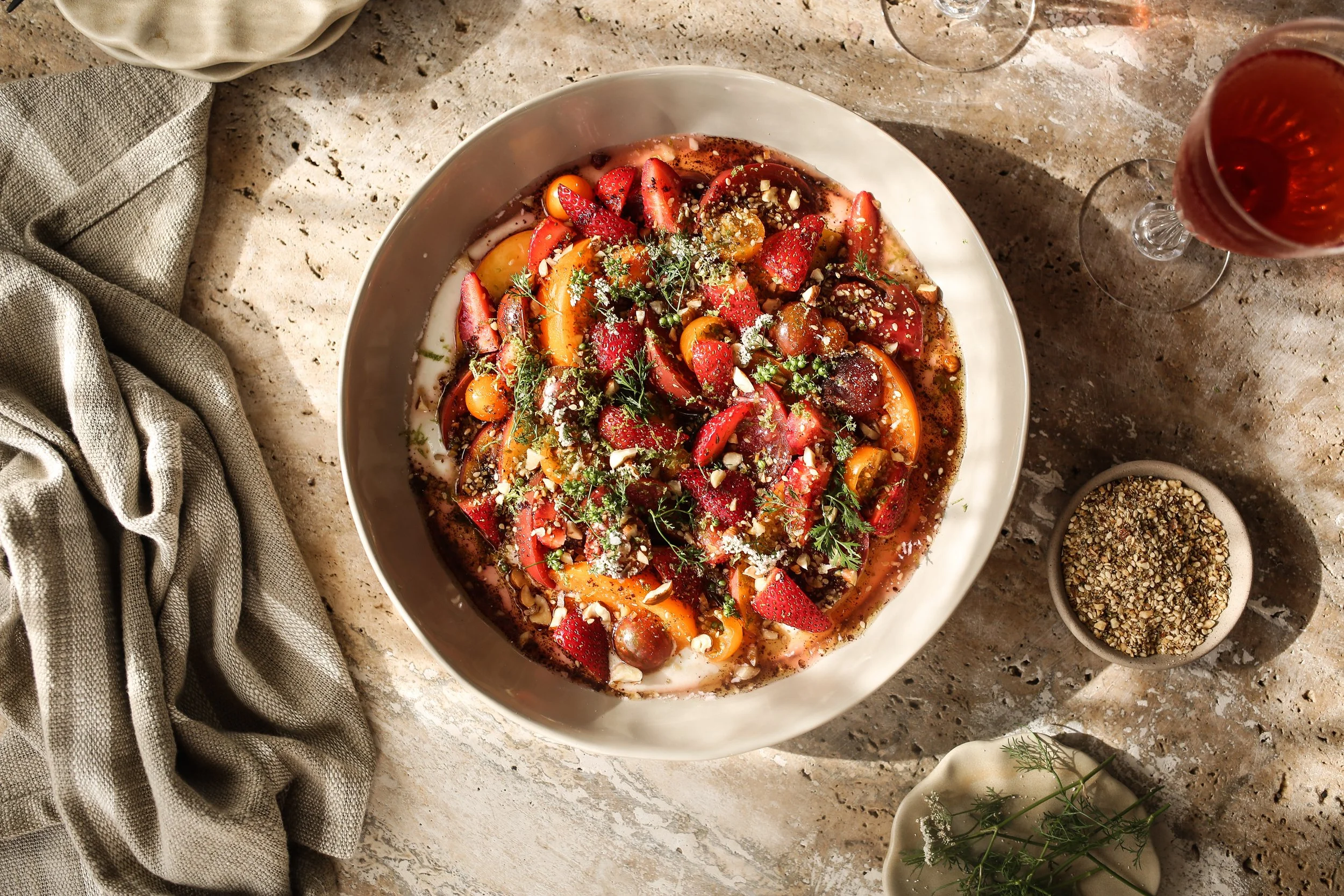 Tomato and Strawberry Salad with Sumac Feta Twist