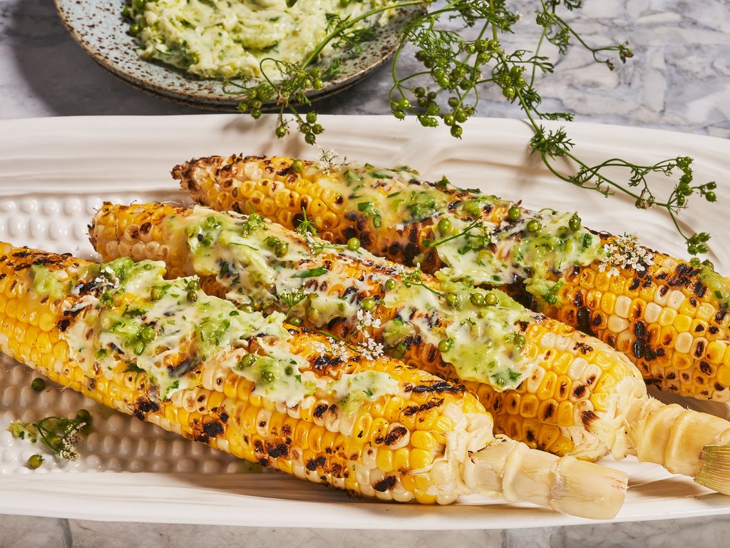 Refreshing Butter Corn Tossed in Coriander Mint Chutney