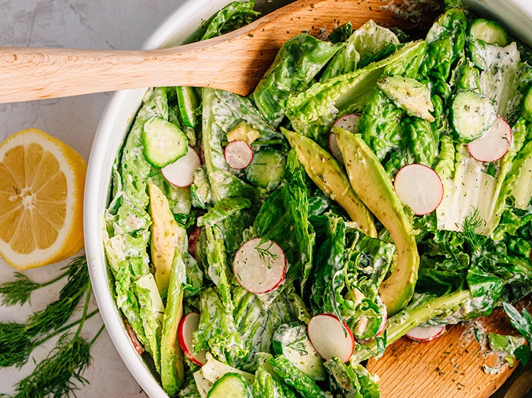 Green Mayonnaise Elevates Little Gem Salad with Fresh Flavor
