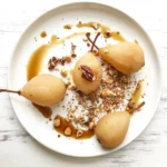 Spiced Hazelnut Crumble Tops Perfectly Poached Pears