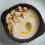 Creamy Butter Bean Velouté with Mushrooms and Onions