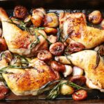 Roast Chicken Legs Paired with Beans and Fresh Figs