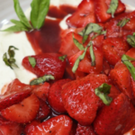 Strawberries and Stracciatella with Orange Star Anise Dressing