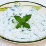Yoghurt and Cucumber Salad Introduced as Fresh Side Dish