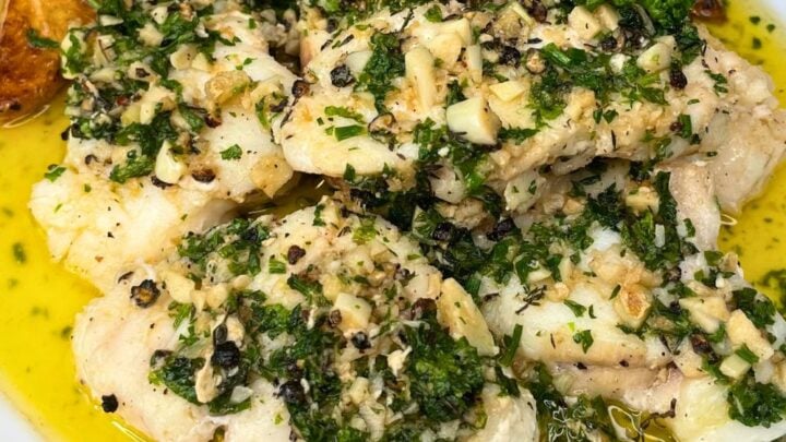 Fried monkfish in herby champagne butter recipe