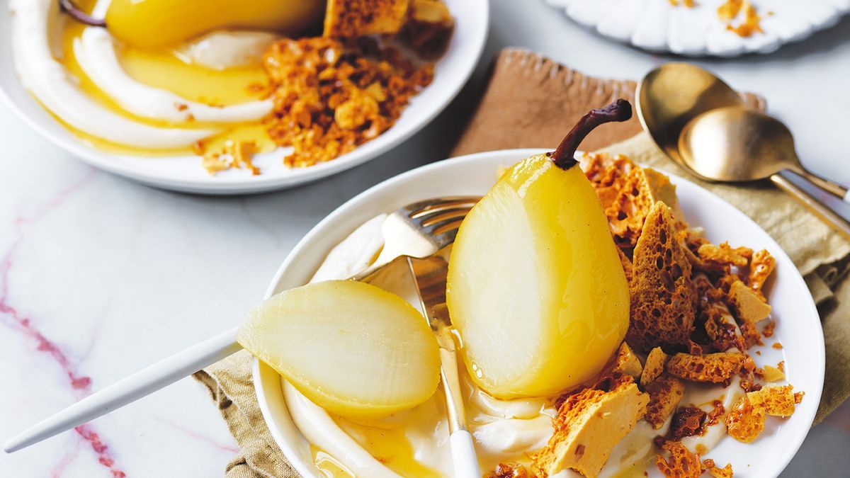 Hibiscus-poached pears gain attention as dessert trend