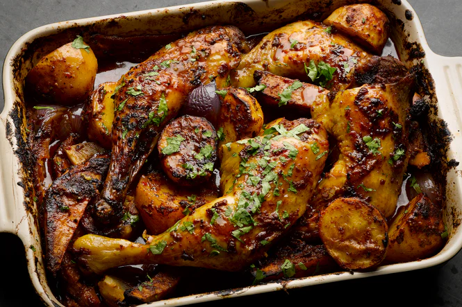 Spicy Chicken and Split-Pea Tray Bake Gains Popularity