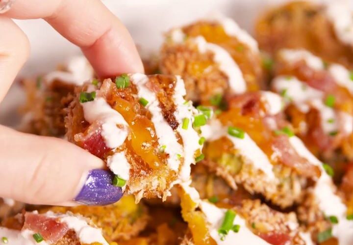 Crisps Topped With Pimento Cheese and Pickles