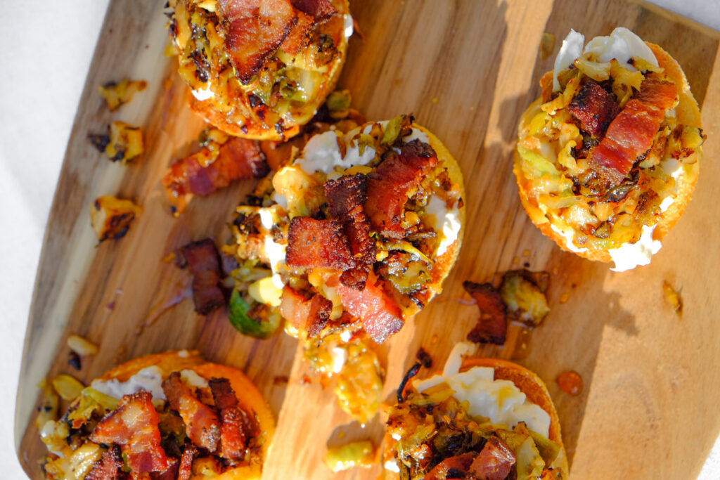 Montaditos With Caramelised Sprouts and Panceta