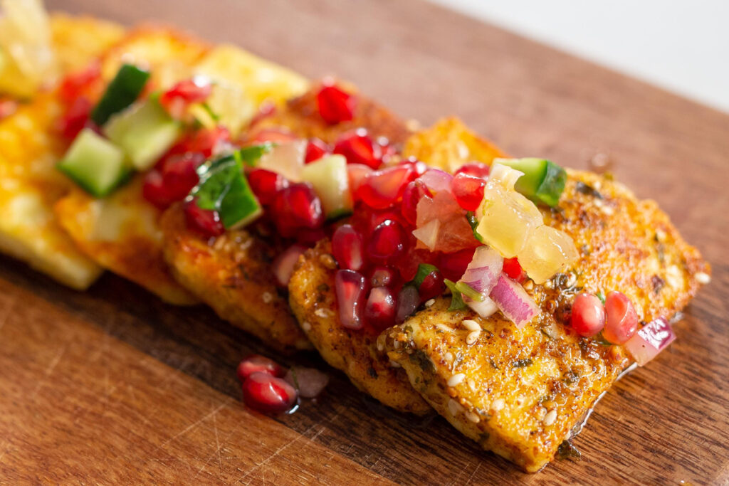 Grilled Halloumi Served With Pineapple Salsa