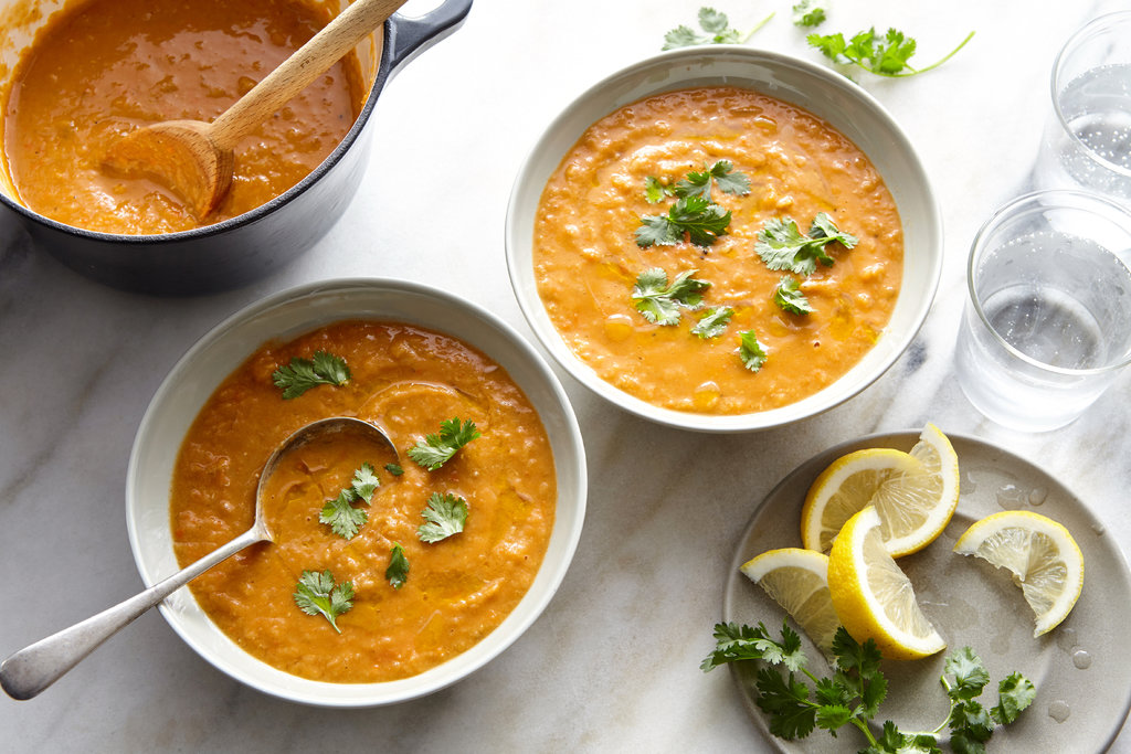 Red Lentil Soup with Dukkah Oil Highlights Flavor