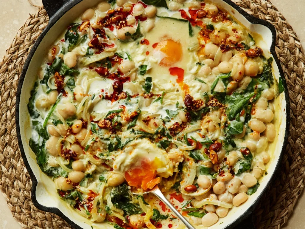 Miso Beans and Spinach Elevate Chilli Eggs Recipe