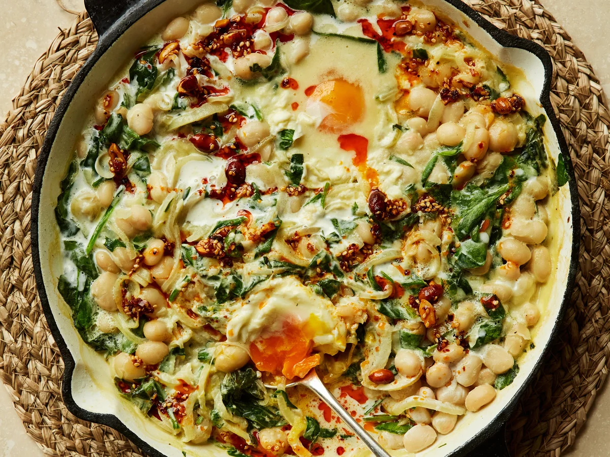 Miso Beans and Spinach Elevate Chilli Eggs Recipe
