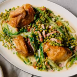 Braised Peas and Lettuce Elevate Roast Chicken