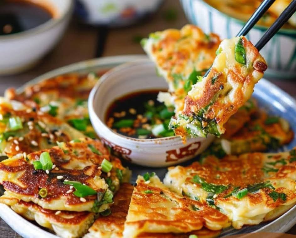 Cook Crispy Asparagus and Courgette Pajeon