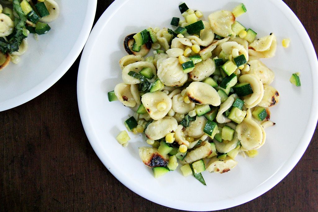 Orecchiette With Courgettes, Parmesan and Almonds