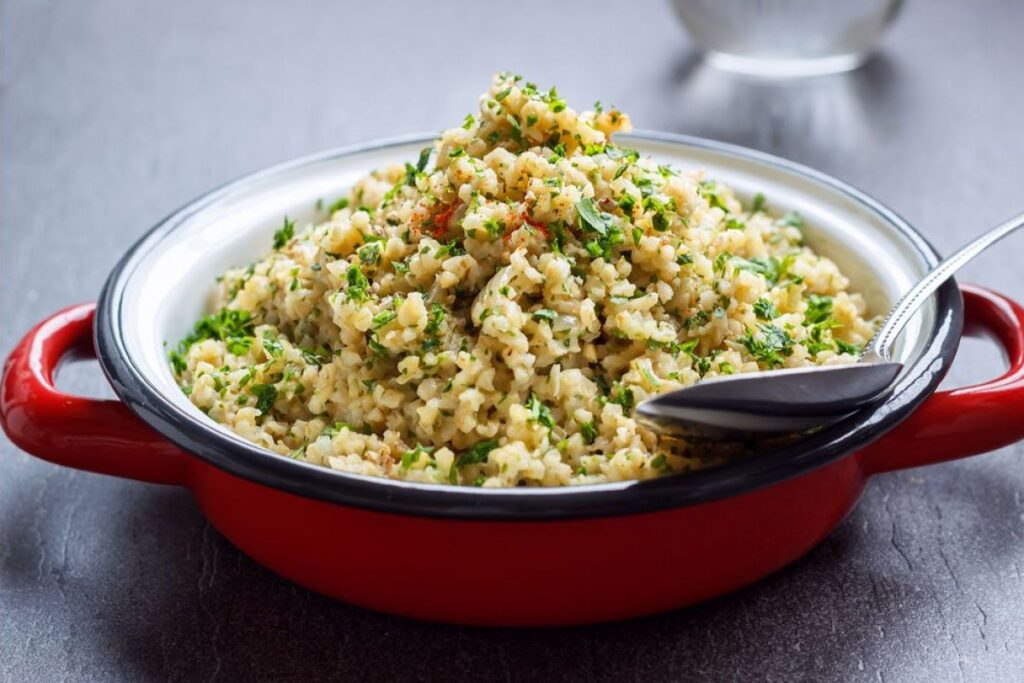 Green Bulgur Wheat ‘Risotto’ With Fresh Vegetables