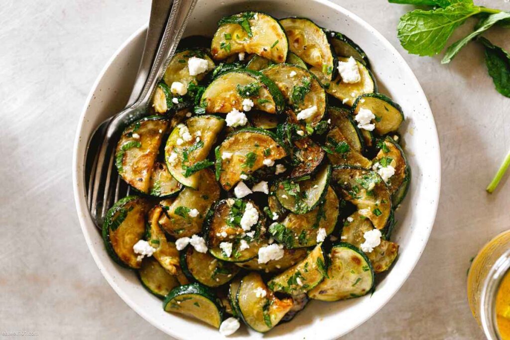 Grilled Courgette Salad With Green Lentils and Pistachios