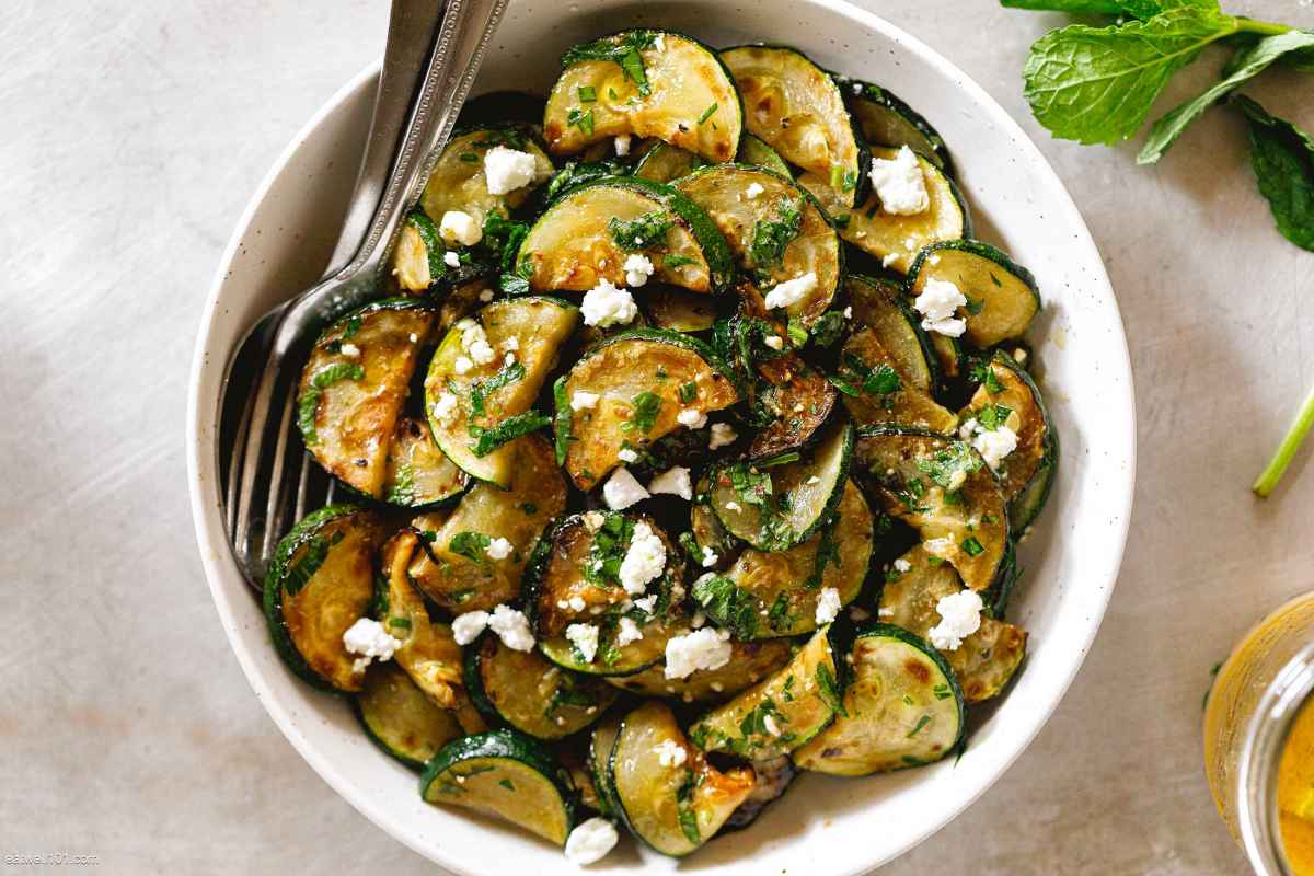 Grilled Courgette Salad With Green Lentils and Pistachios