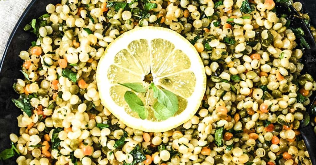 Herby Courgette Giant Couscous With Preserved Lemon