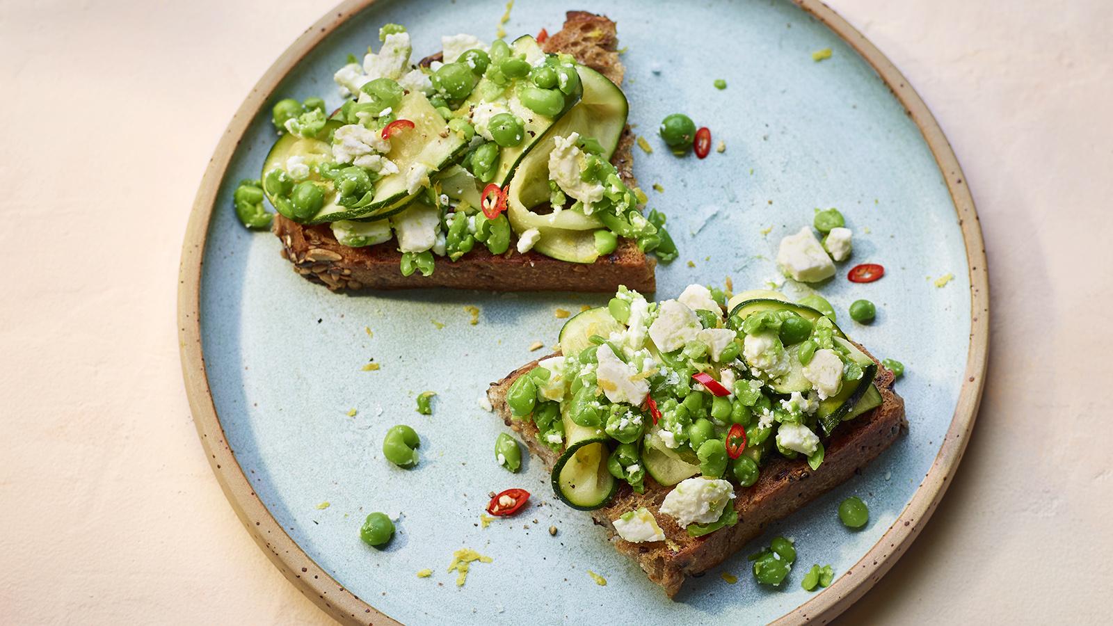 Whipped Feta Bruschetta with Courgette and Radishes