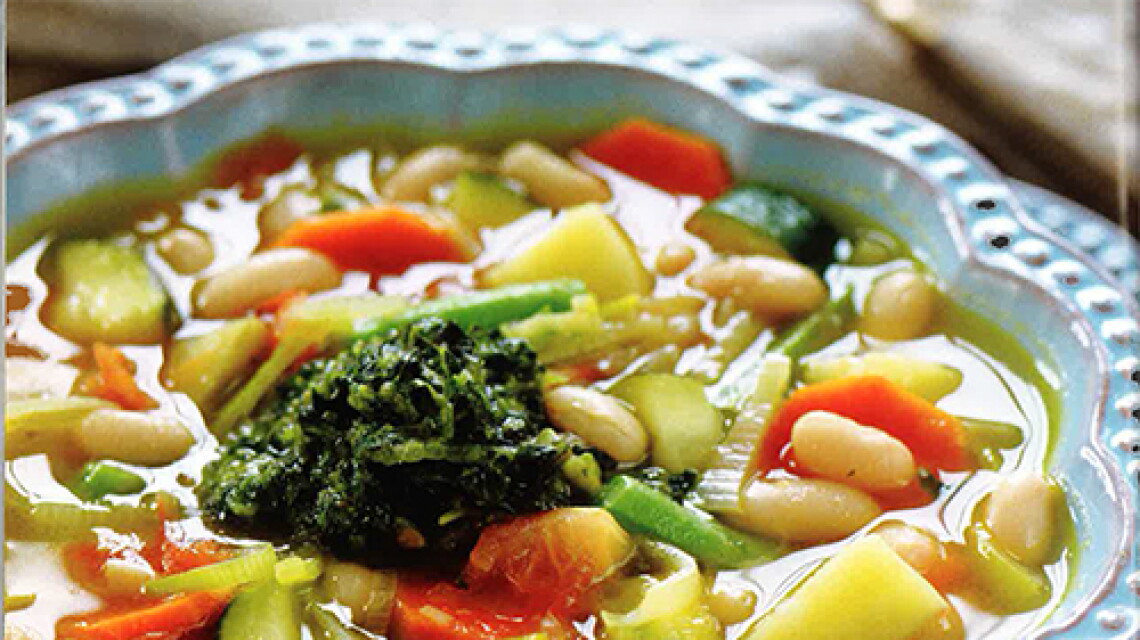 Summer Vegetable Soup With Fresh Pesto