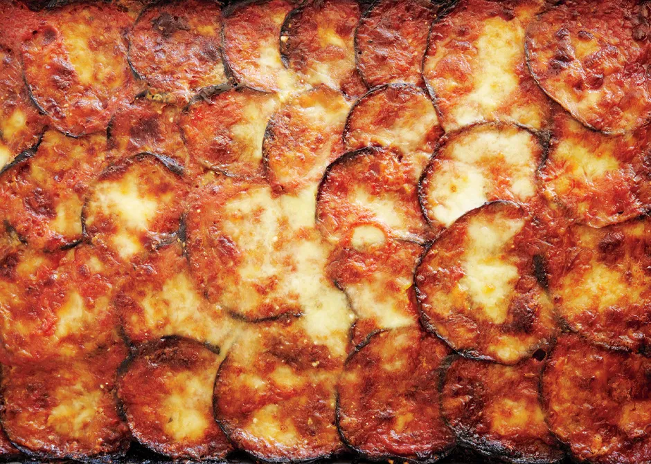 Mediterranean Rice, Aubergine and Mozzarella Bake