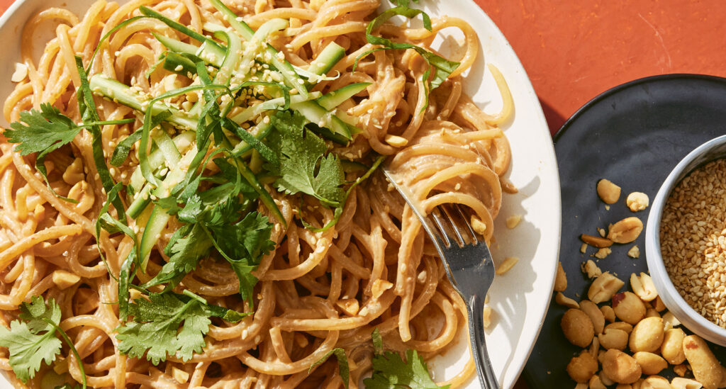Chilled Tomato Tahini Noodles With Peanut and Lime
